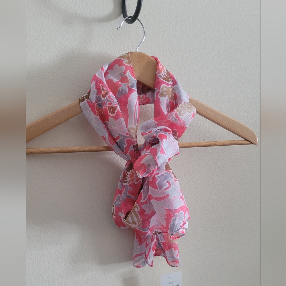Floral Pink & White Lightweight Scarf